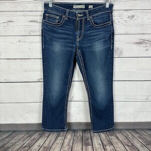 Buckle BKE Jeans Women 28 Blue Harper‎ Thick Stitch Cropped Western Cowgirl